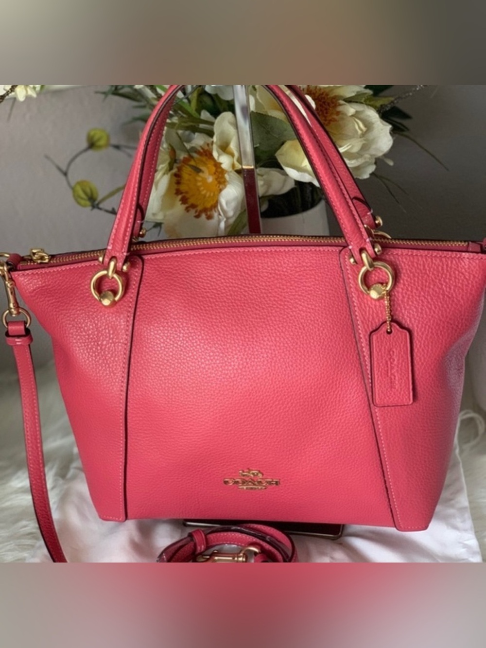 NWOT Coach Kacey Satchel Leather
Gold/Strawberry Haze